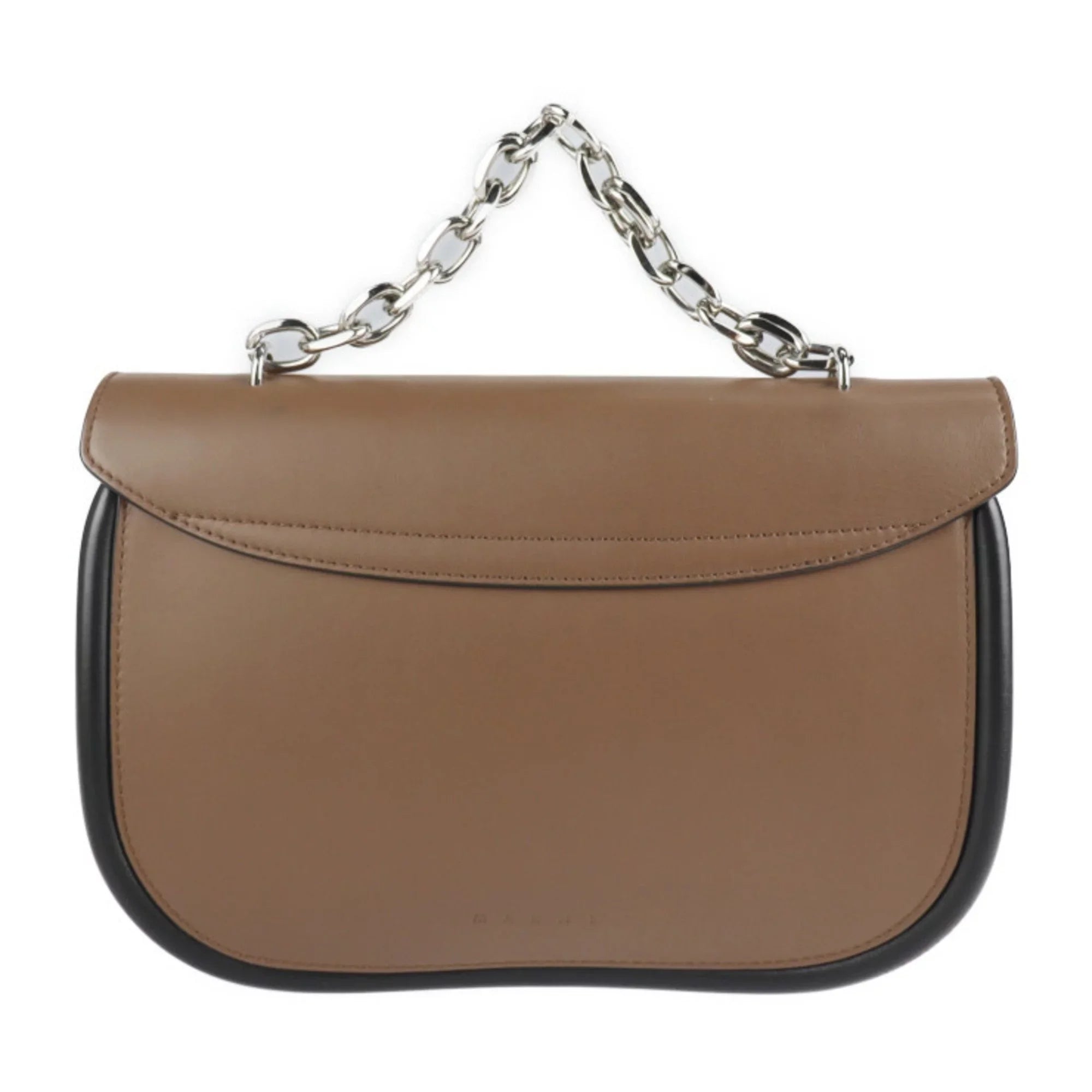 Pre-Owned MARNI Maruni shoulder bag SBMPZ12Q01 leather brown Dark 2WAY 3WAY handbag messenger shopping tote chain (Good)
