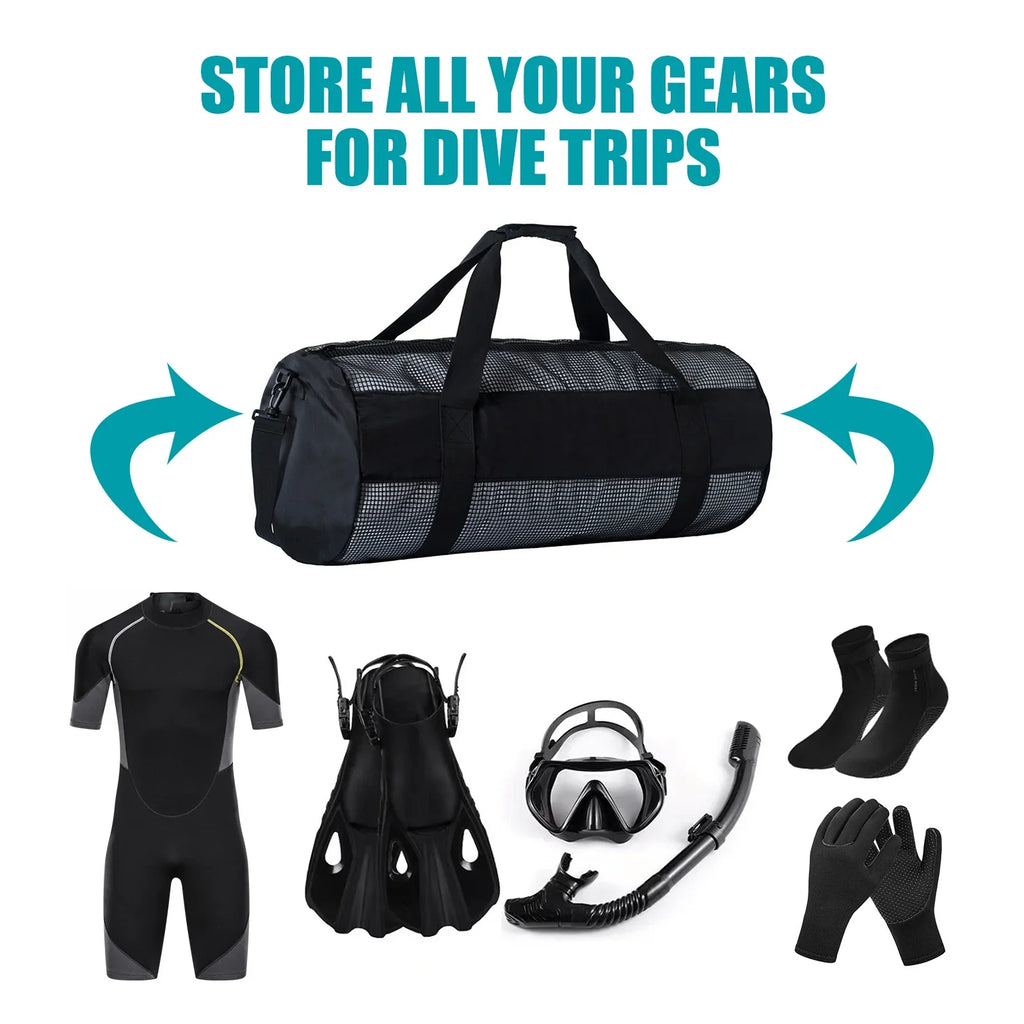 Bisofice Plastic Zipper Durable Mesh Easy To Easy To Carry Dive Mesh Easy Snorkel Dive Mesh To Carry Polyvinyl Chloride Zipper Durable Nylon Mesh Dive Snorkel Qisuo Mesh Dive Huiop