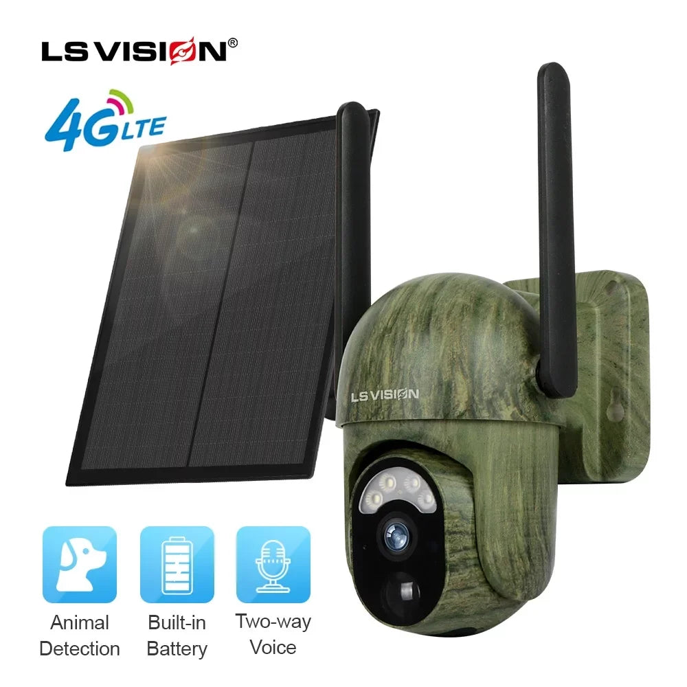 LS VISION Camouflage Camera 2K Solar Battery Powered Outdoor Wireless Security Camera