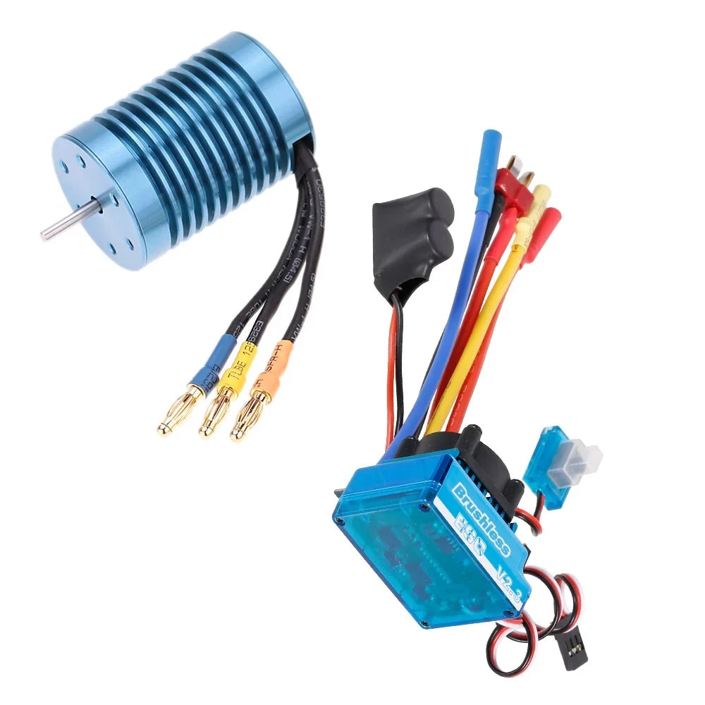 Meterk 3650 4370KV 4P Sensorless Brushless Motor with 45A Brushless ESC（Electric Speed Controller）for 1/10 RC Off-Road Car