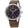 Flyback Type 21 Chronograph Leather Strap Dark Dial Quartz Mens Watch, Jet - Adult
