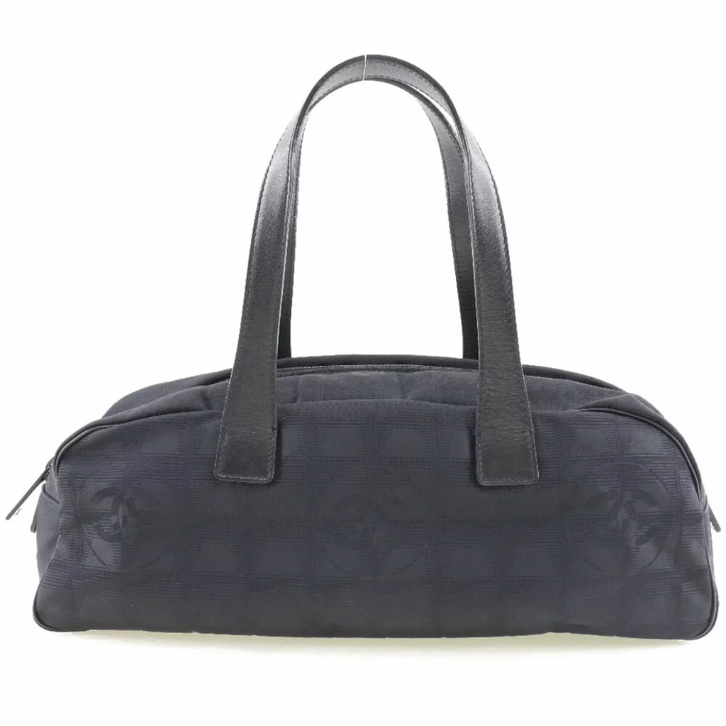 Authenticated Used Chanel Mini Boston New Travel Line A15828 Nylon Canvas Ebony Ladies Handbag
