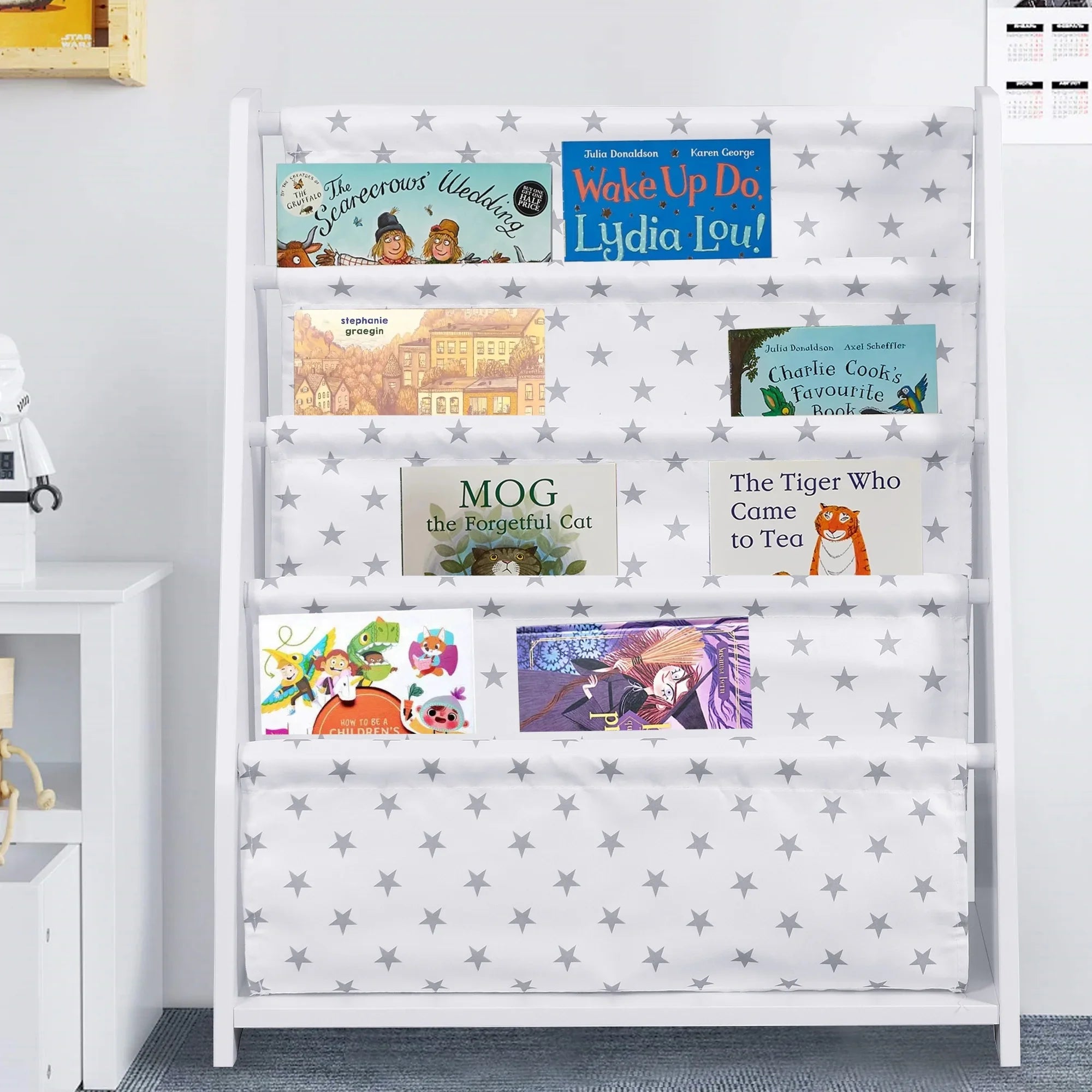 iRerts Kids Bookcase Wood Bookshelf and Storage for Toddler 4 Tier Book Organizer Classroom Bookshelf, White
