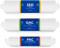 countertop reverse osmosis system replacement filter set 3 inline filters 1?4” quick connect filter cartridges - sediment, gac and pac carbon filters 6 month filter set