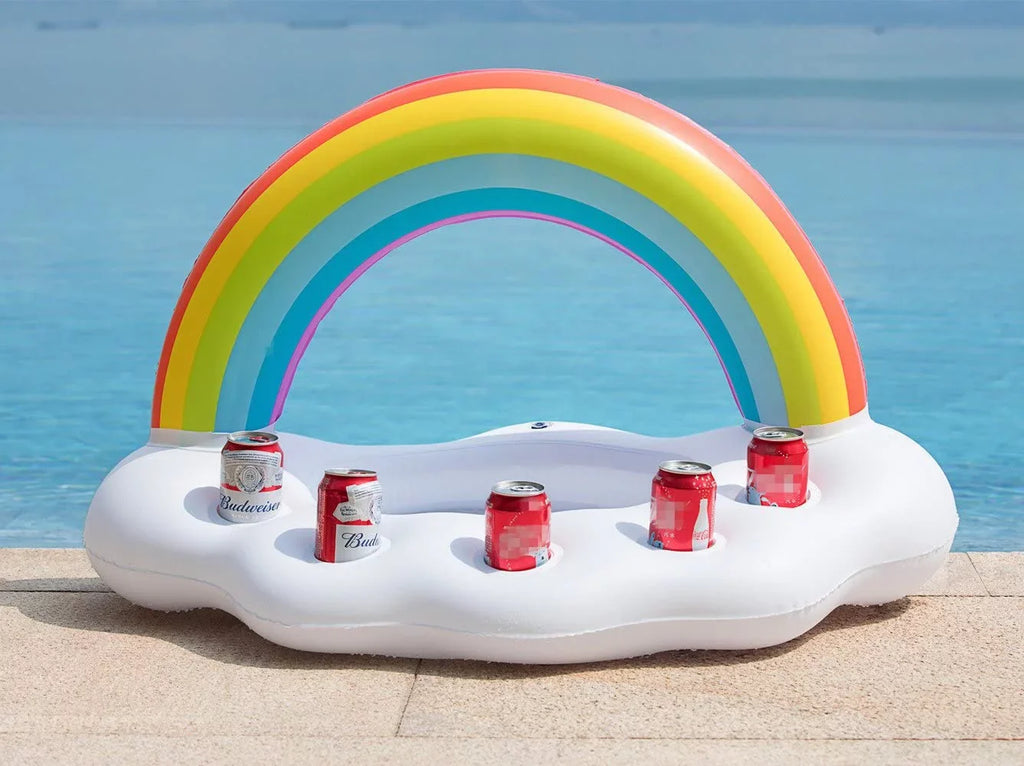 lnflatable Rainbow Cloud Drink Float, Large Capacity Pool Cooler Drink Holder Floating Beverage Salad Fruit Serving Bar Pool Float Party