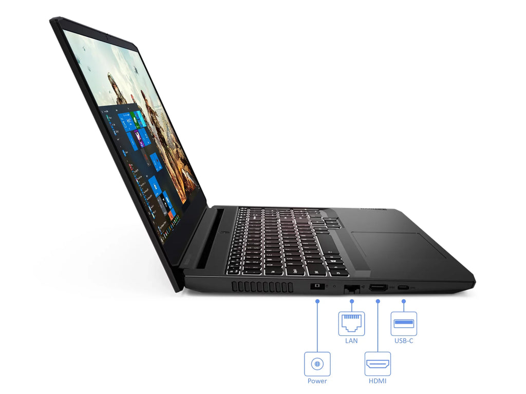 IdeaPad 3 Gaming Laptop, 15.6" 120Hz FHD Display, AMD Ryzen 5 5600H Upto 4.2GHz, 8GB RAM, 512GB NVMe SSD, GeForce RTX 3050, HDMI, Wi-Fi, Bluetooth, Windows 10 Home (82K20013US)