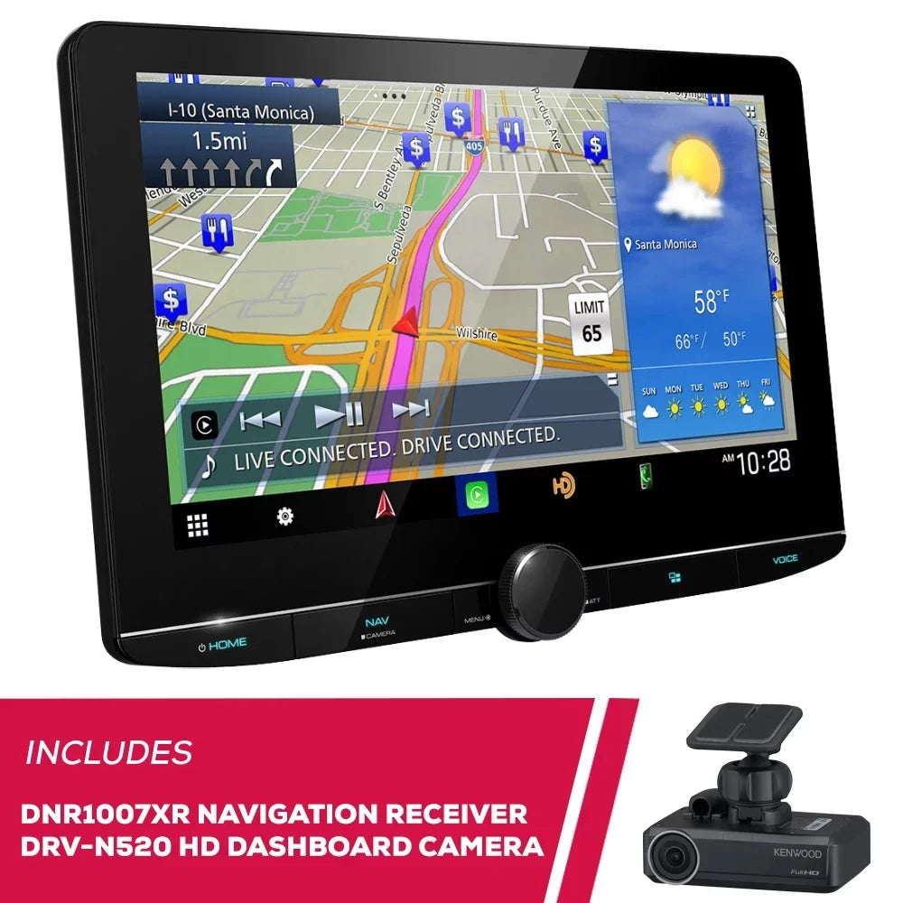 New Kenwood DNR1007XR 10.1" Navigation Receiver & DRV-N520 Full HD Dashboard Camera