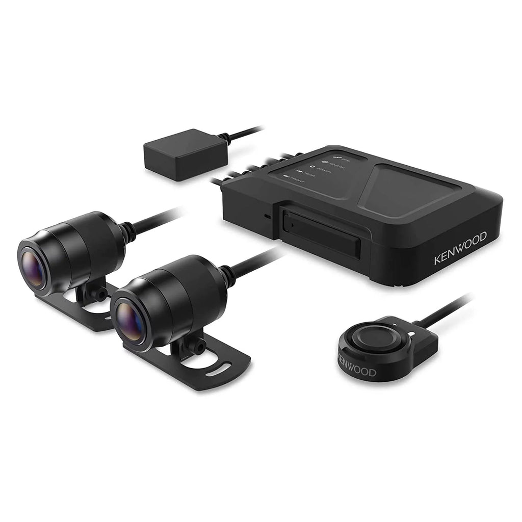 Kenwood STZ-RF200WD Motorsports HD Dash Cam with GPS and Rear-View Camera with a Kenwood STZ-RFCC100 optional 3.3ft (1m) camera extension cable