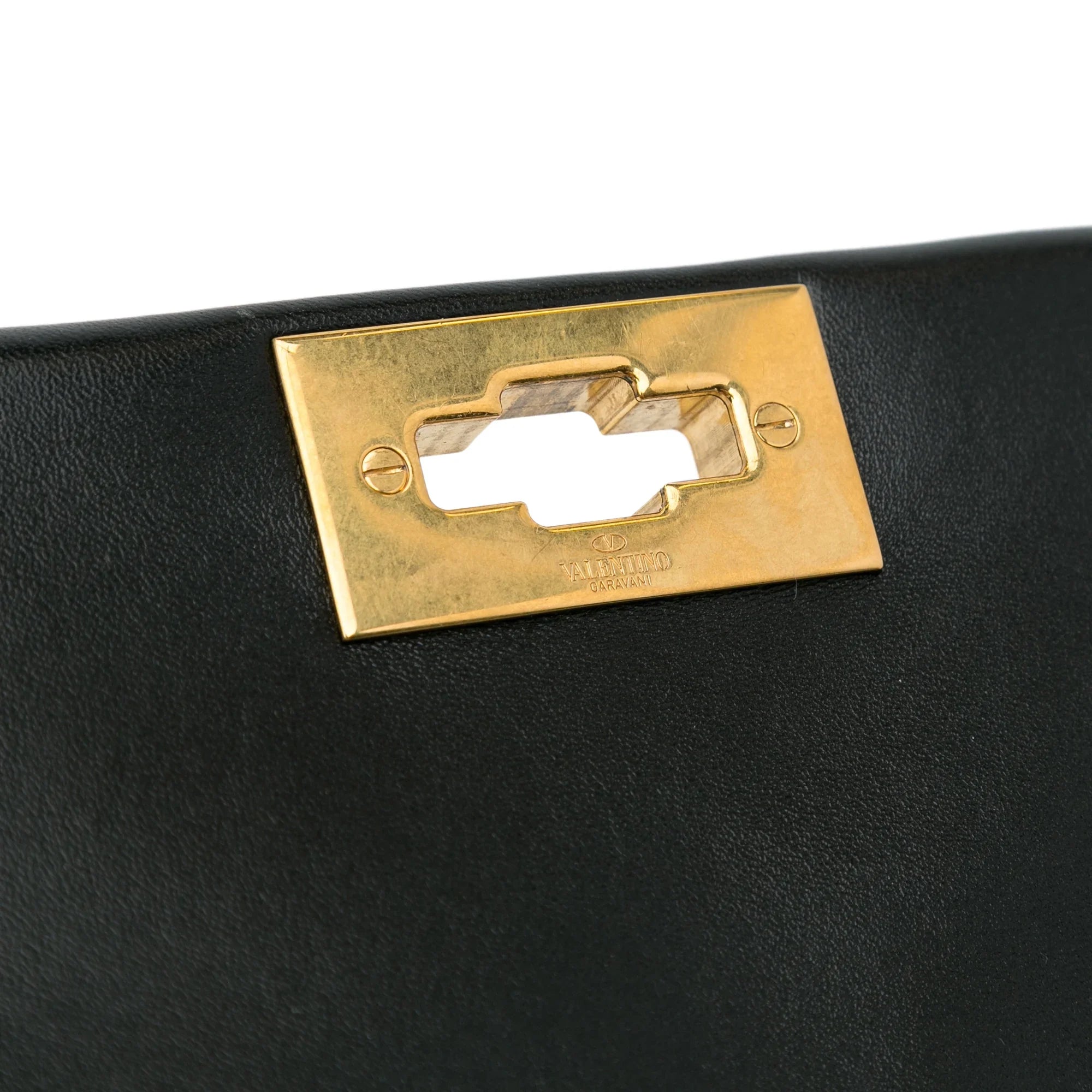 Pre-Owned Authenticated Valentino Medium Roman Stud Satchel Calf Leather Dark Unisex (Good)