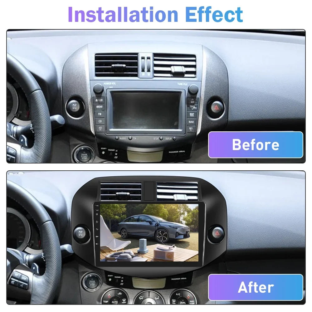 Podofo 2+64G for RAV4 2007-2011 Wireless Carplay Android Auto Mirror Link 10'' Touchscreen Car Stereo Radio Android 13 WIFI GPS FM Bluetooth Hifi USB,AHD Backup Camera
