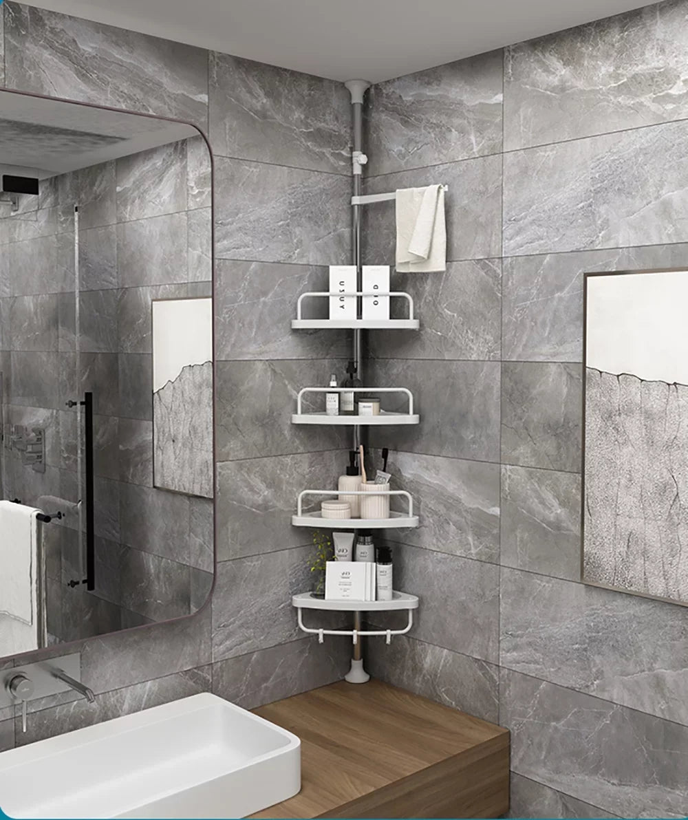Vobor 4 Layer White Bathroom Shower Shelf Corner Organizer Shower Caddy with 4 Shelves, White