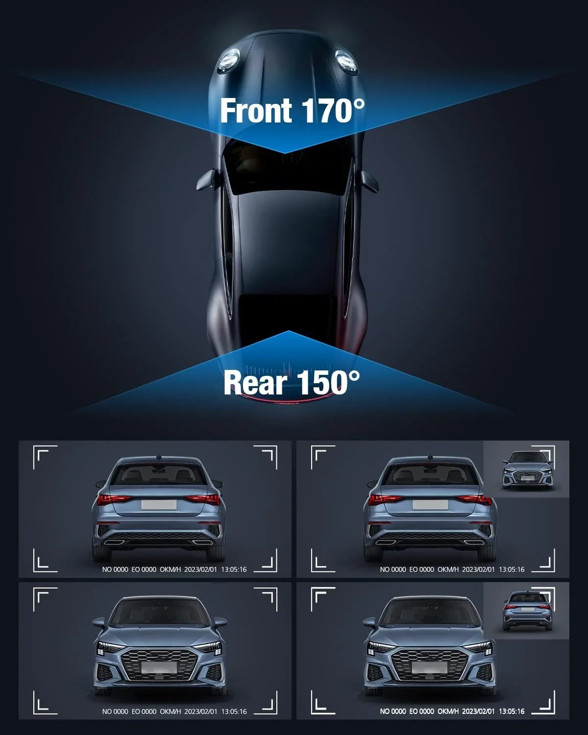 OMBAR Dash Cam Front and Rear 4K/2K/1080P+1080P 5G WiFi GPS for Cars with Free 64G SD Card,WDR Night Vision, 24h Parking Mode,170°Wide, G-Sensor, Loop Recording, APP
