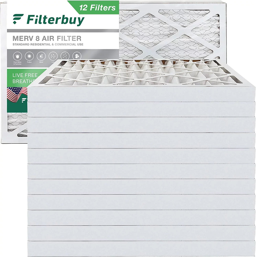 Filterbuy 8x20x2 MERV 8 Pleated HVAC AC Furnace Air Filters (12-Pack)