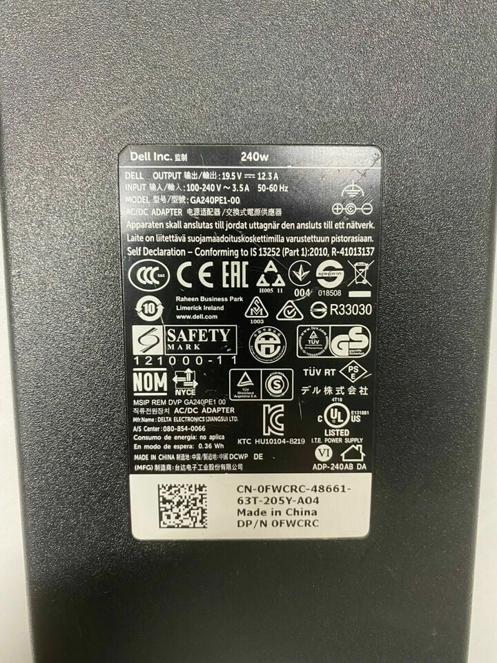 Lot of 10 240W 19.5v 12.3a AC Adapter 17 R3 R4 R5 laptop charger
