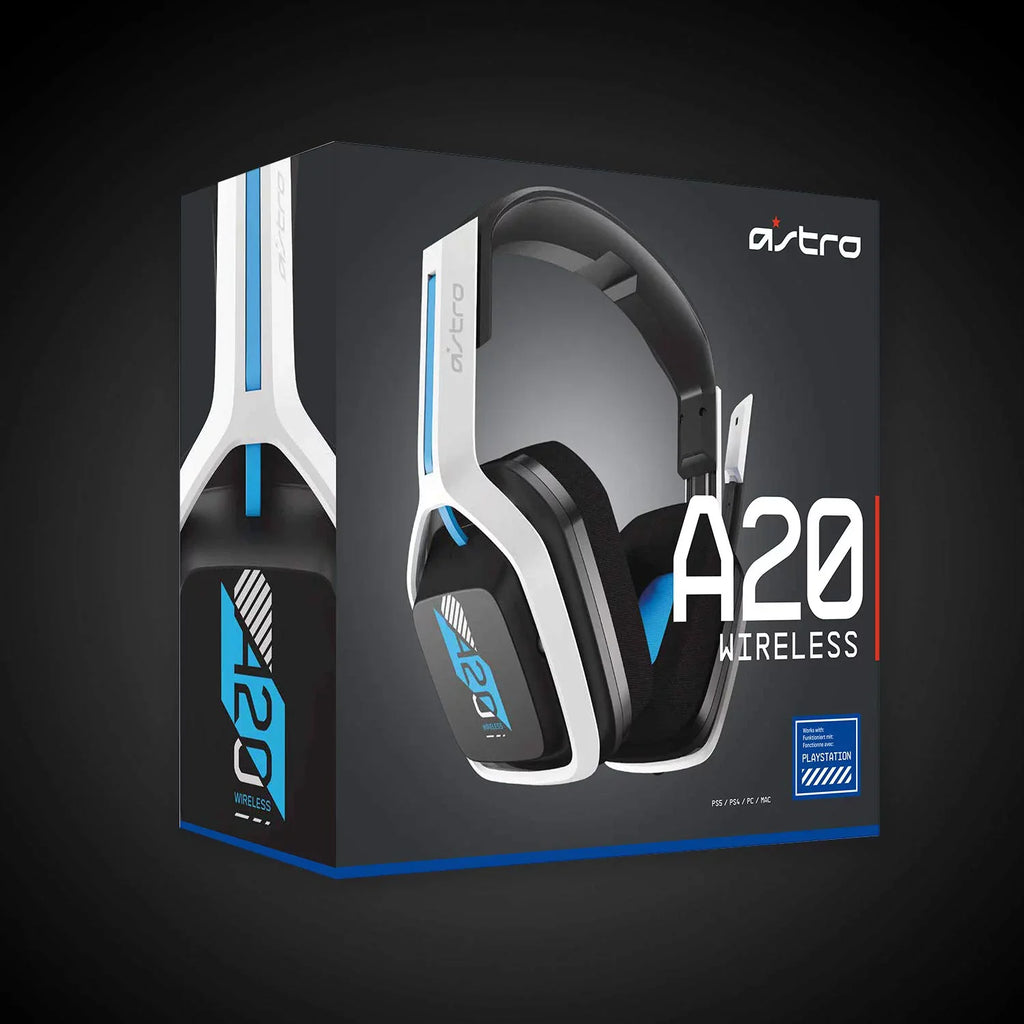 Pre-Owned ASTRO Gaming A20 Wireless Headset Gen 2 for PlayStation 5 and 4, PC & Mac White/Blue (Refurbished: Like New)