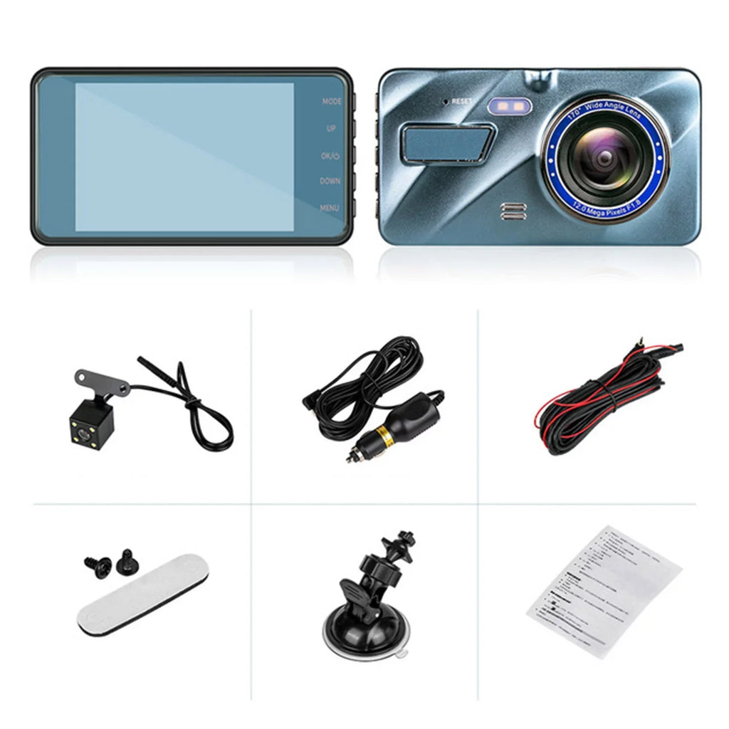iMounTEK Car Dash Camera with Parking Monitor&G-Sensor, 70° Super Wide Angle,G-Sensor, 4.5" Front and Rear Dual Dash Cam