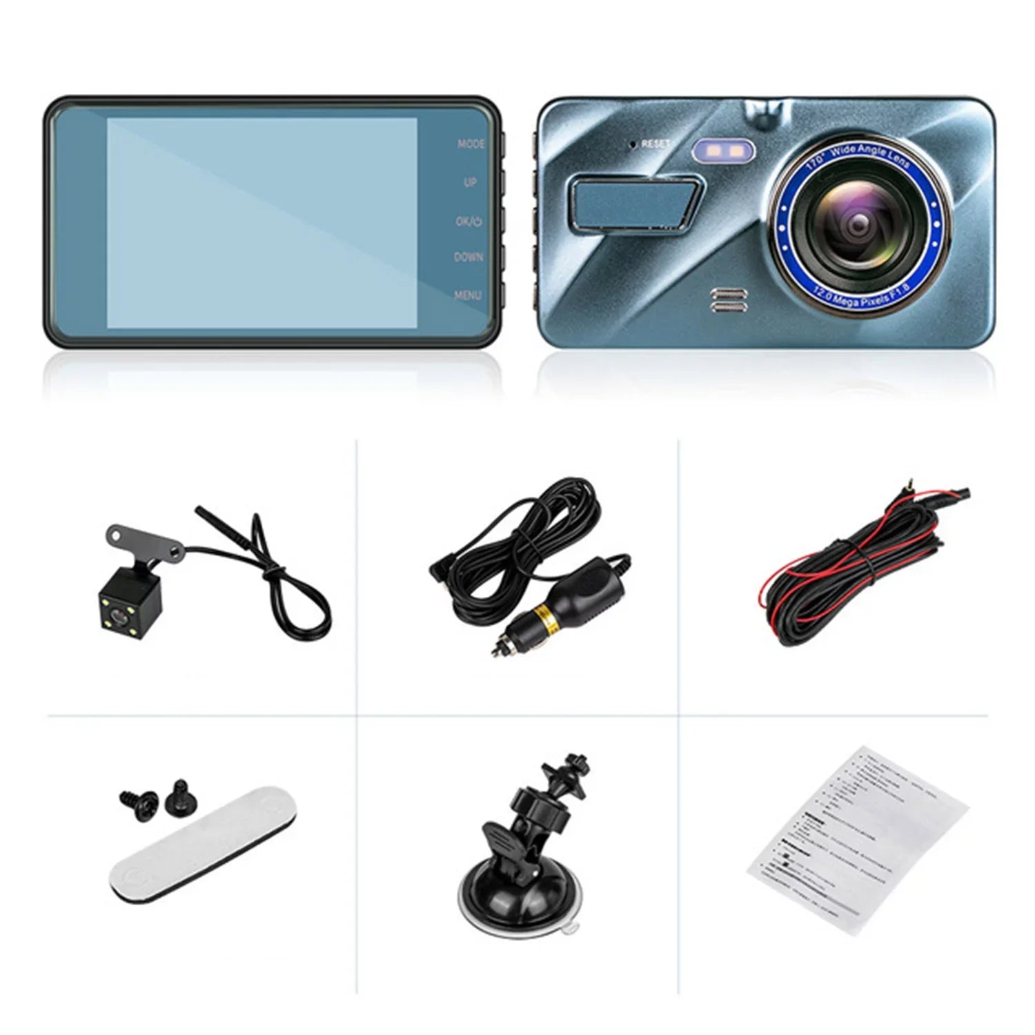 iMounTEK Car Dash Camera with Parking Monitor&G-Sensor, 70° Super Wide Angle,G-Sensor, 4.5" Front and Rear Dual Dash Cam