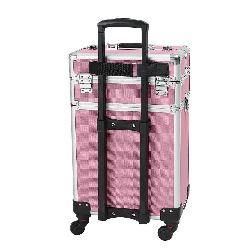 Rolling Train Case 4-in-1 Portable Makeup Train Case Professional Cosmetic Organizer Makeup Traveling case Trolley Cart Trunk