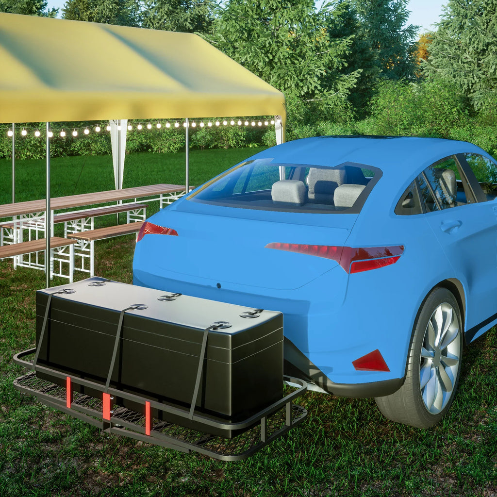 60" x 24" x 6" Hitched Mounted Folding Cargo Basket with a 500 lb Capacity for Car SUV Truck Trailer, Jet