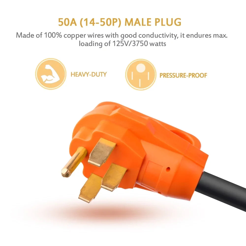 MICTUNING 18 Inch 50A Male to 30A Female Heavy Duty Dogbone Electrical Adapter with Handle, 125V 3750W