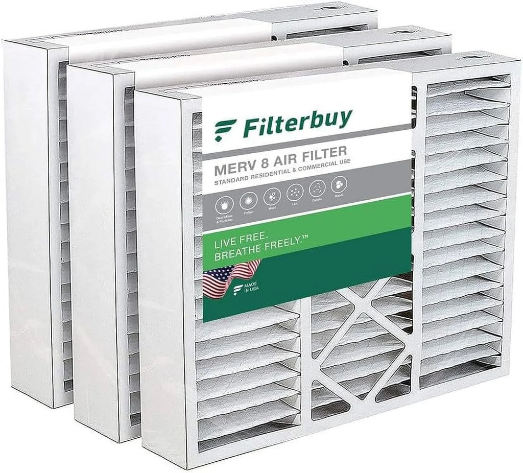 Filterbuy 22x24x5 MERV 8 Pleated HVAC AC Furnace Air Filters for Amana and Goodman (3-Pack)