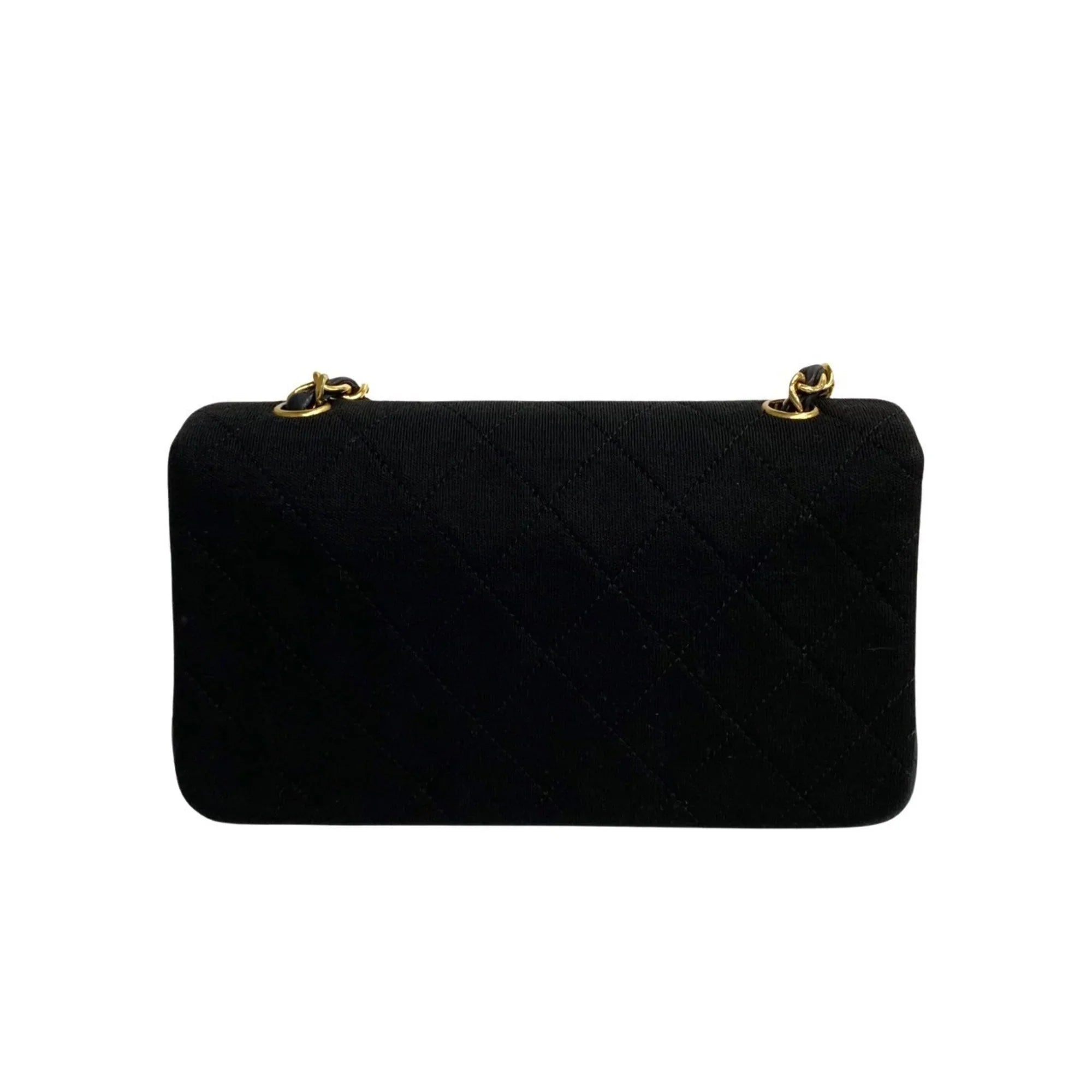Pre-Owned CHANEL Matelasse Cotton Lambskin Turnlock Full Flap Chain Shoulder Bag Dark 73960 (Good)
