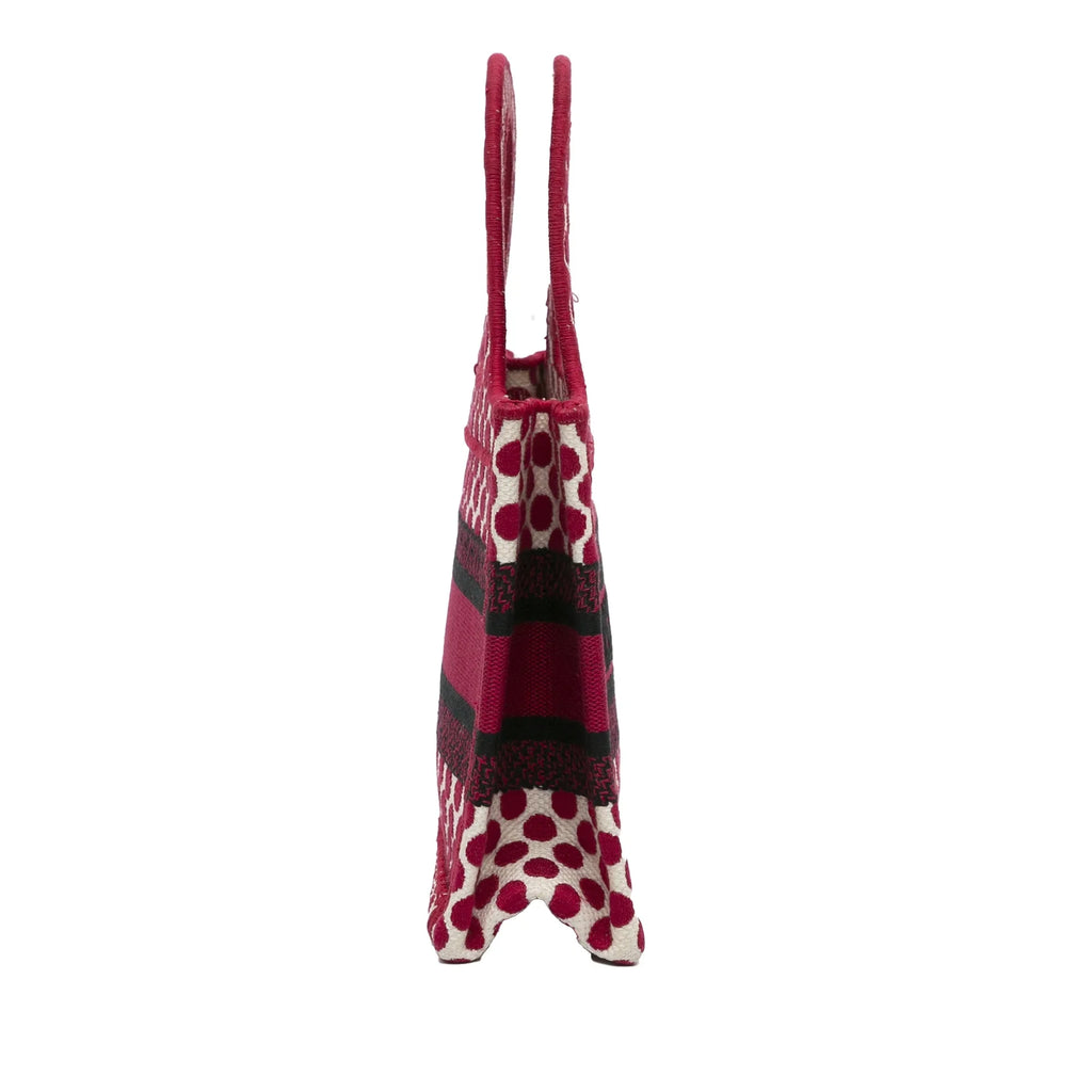 Pre-Owned Authenticated Dior Mini Dioramour Book Tote Canvas Fabric Red Tote Bag Unisex (Good)
