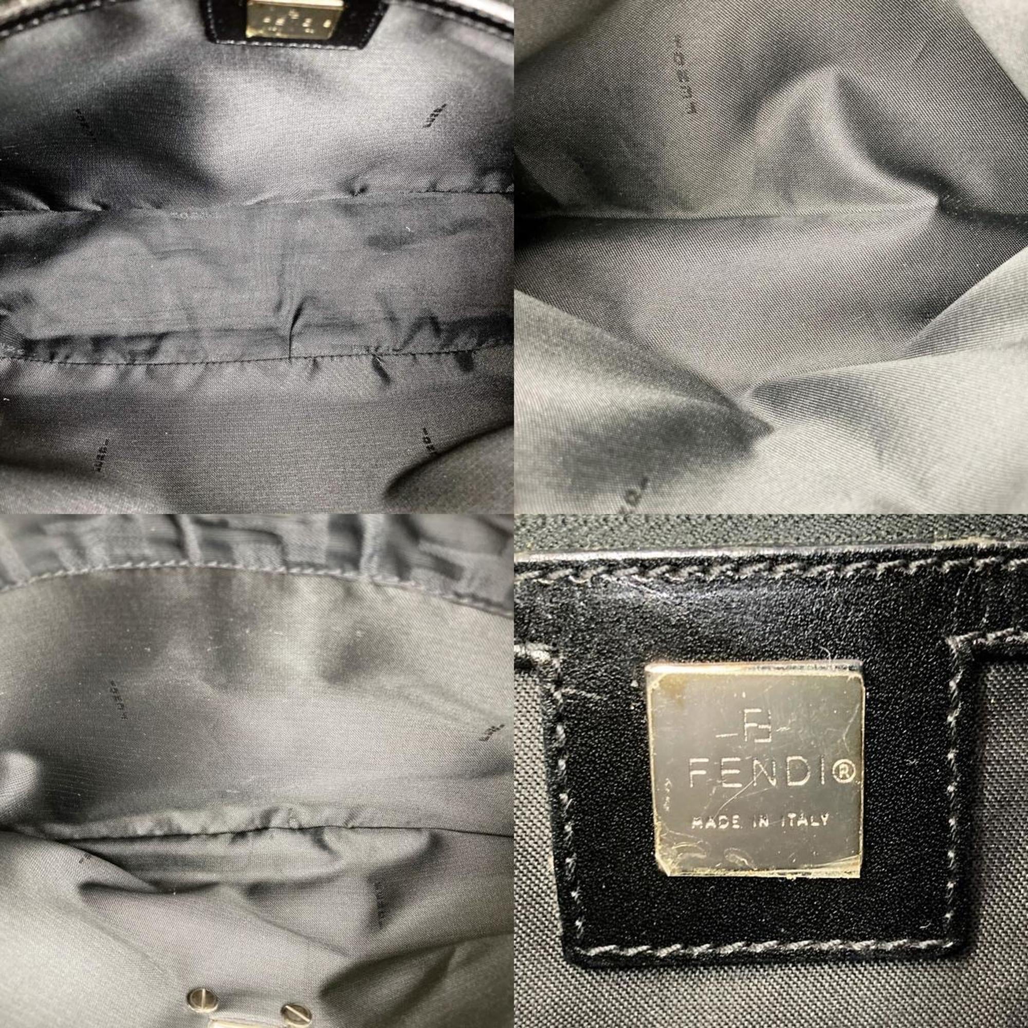Pre-Owned FENDI Zucca pattern tote bag handbag Ebony nylon canvas ladies 15786 (Good)