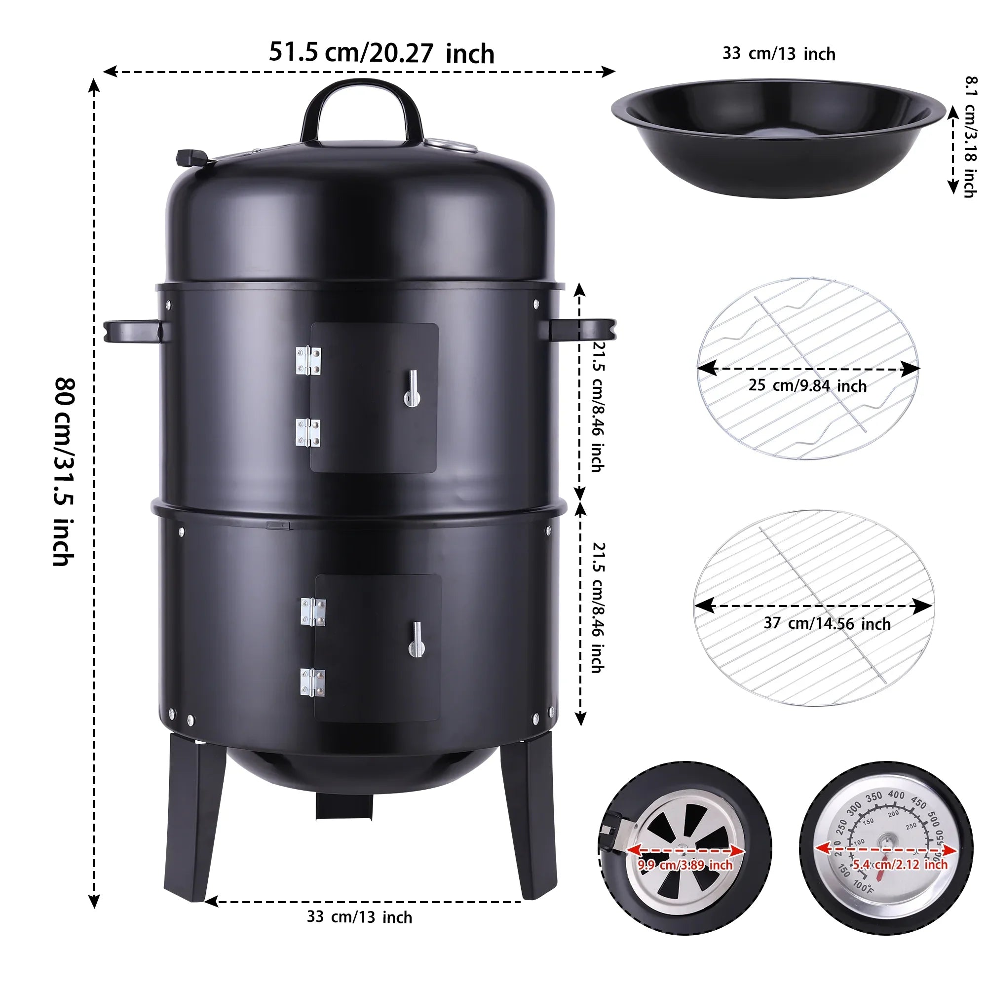 Portable Outdoor Charcoal Grill BBQ Charcoal Grill for Backyard Cooking Camping Picnics Garden Beach