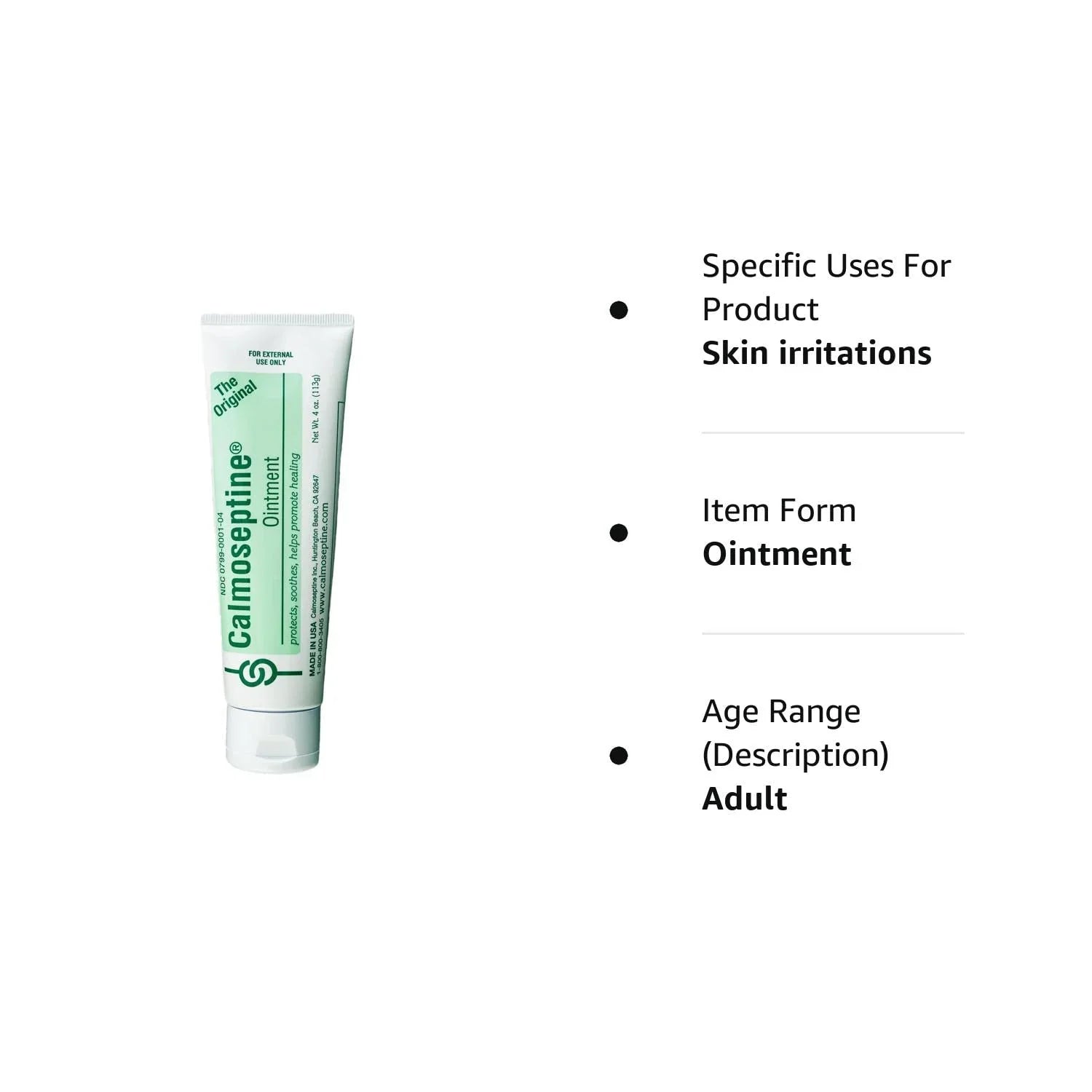 Calmoseptine Skin Healing Moisture Barrier Ointment - Effective for Wound Care, Diaper Rashes, Irritation, Burn, Cuts & Itching with Menthol & Zinc Oxide for Healthy Skincare - 4 Oz, Pack of 5