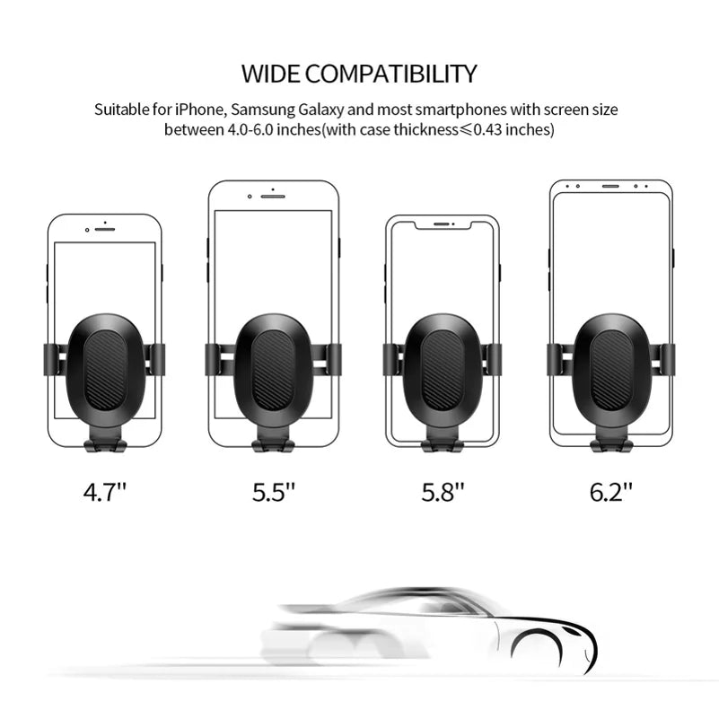 Fast Car Charger with Phone Mount - TYPE-C DC Socket Adapter and Air Vent Holder Auto Lock for CAT S48c,S61,S62 Pro - Coolpad Legacy,S,Brisa - Cricket Ovation, Influence, 2, Icon 2 - J8N