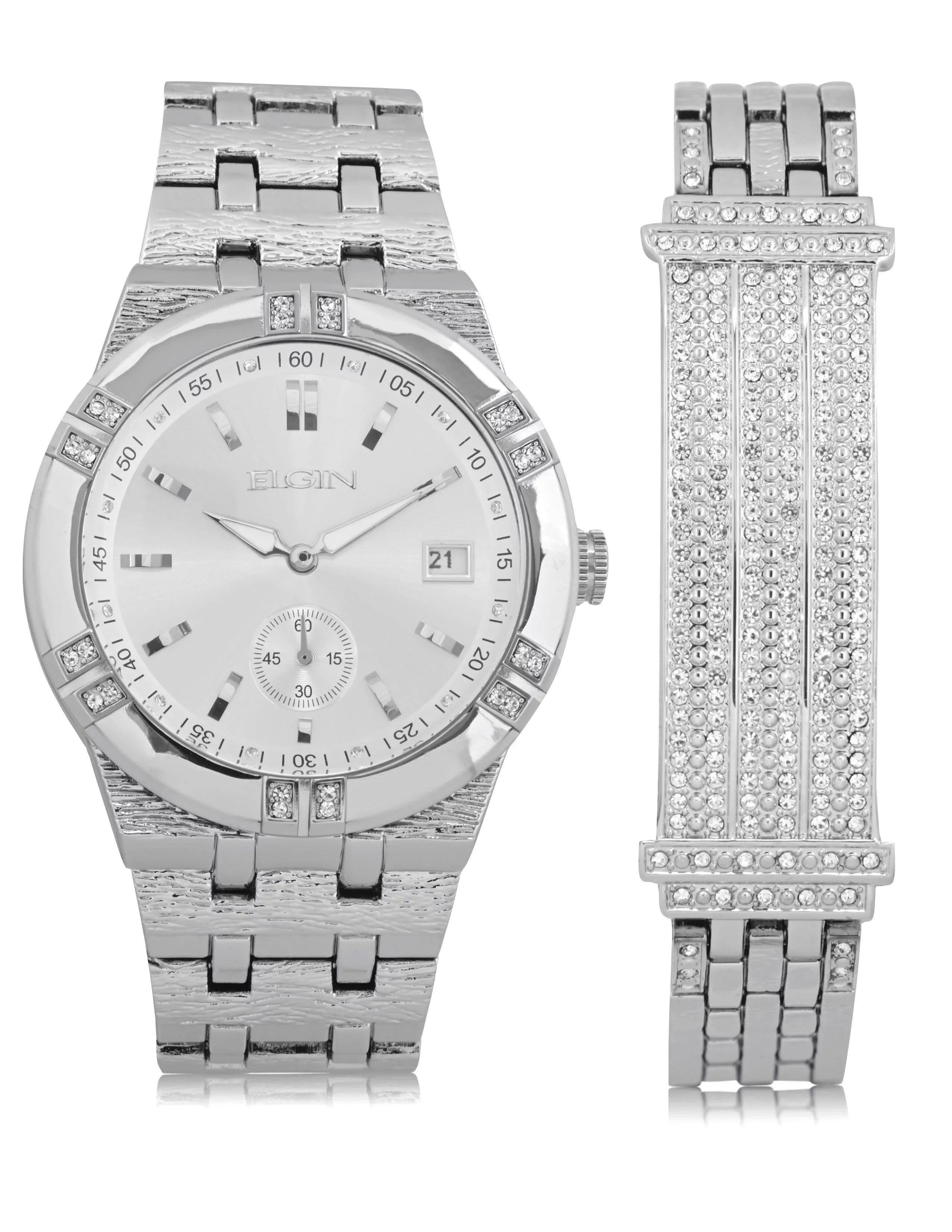 Ein Adult Male Analog Watch and Bracelet Set in Silver (FG170010ST)