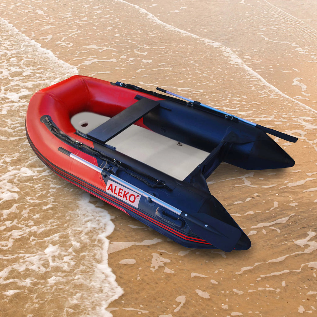 ALEKO Inflatable Air Floor Fishing Boat - 8.4 Foot - Red and Jet