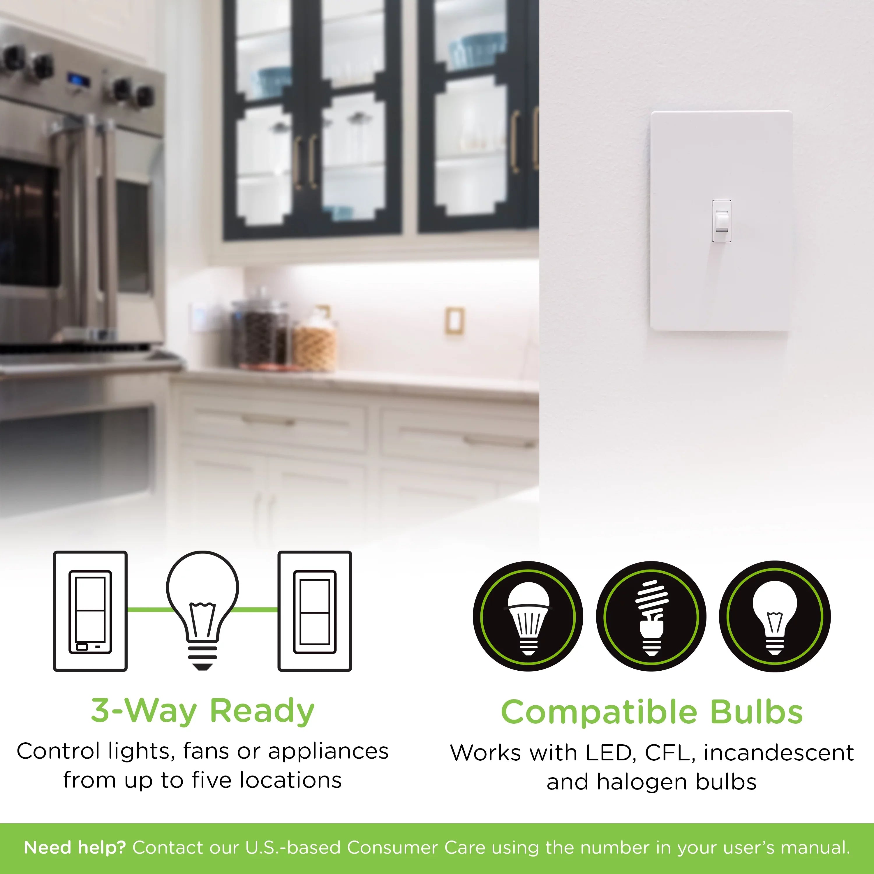 Enbrighten Z-Wave Plus Smart Toggle Light Switch, Z-Wave Hub Required, 46202, White