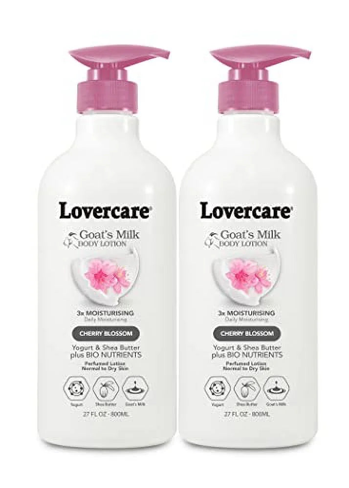 Lovercare Goat Milk Body Lotion for Dry Skin Cherry Blossom 27.05oz (800ml) - 2-PACK