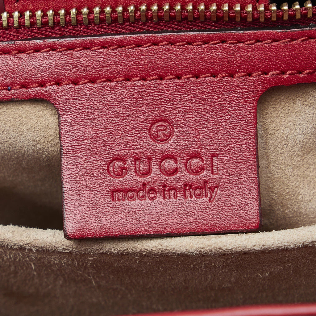 Pre-Owned Authenticated Gucci Sylvie Satchel Calf Leather Red Unisex (Good)