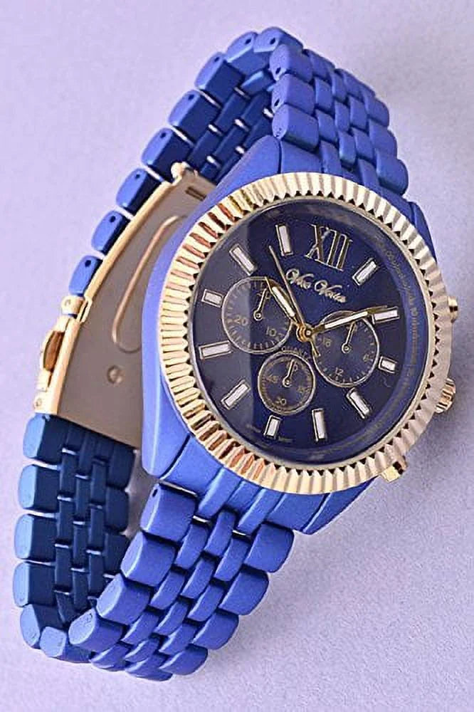 Women's Matted Blue Metal Band Wrist Watch