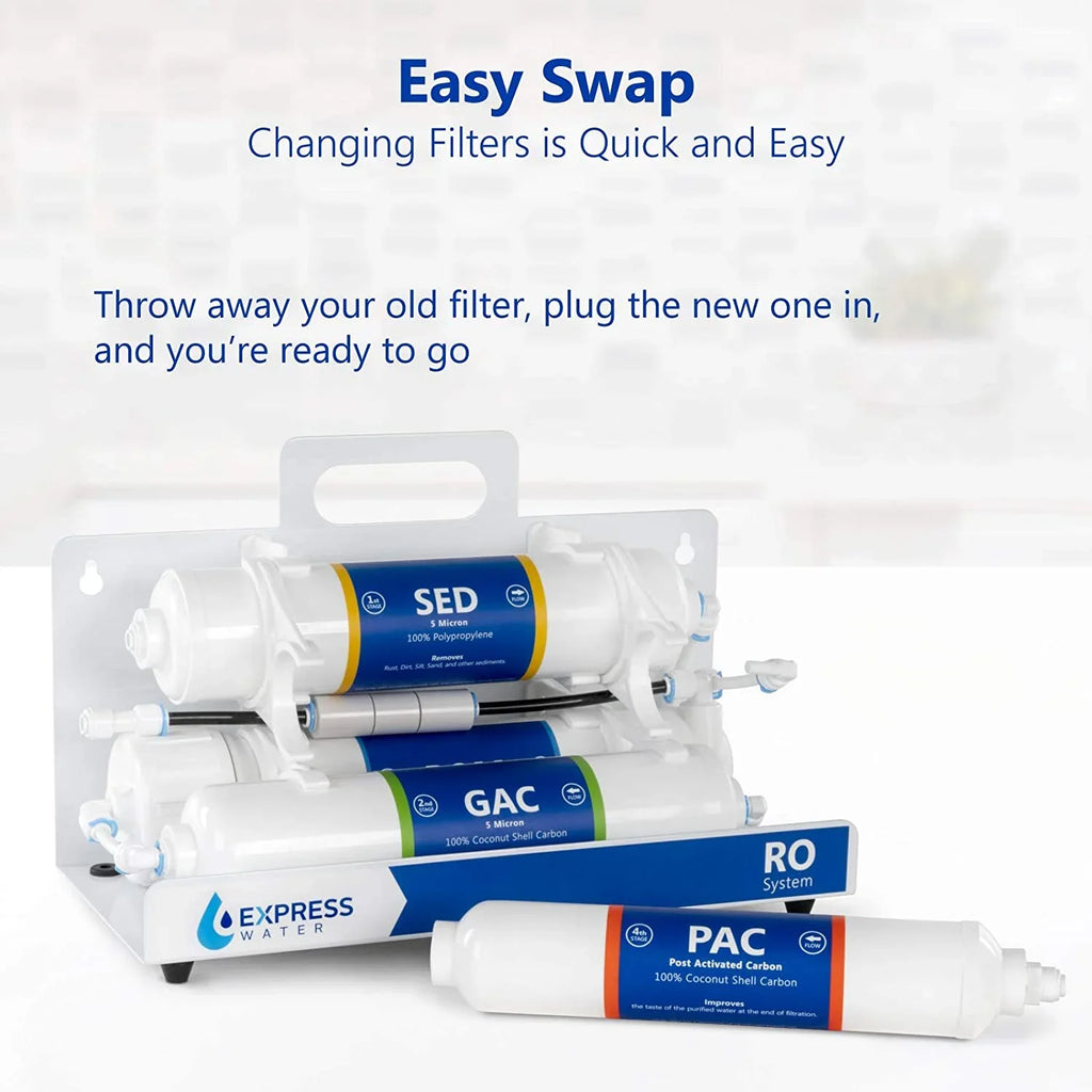 countertop reverse osmosis system replacement filter set 3 inline filters 1?4” quick connect filter cartridges - sediment, gac and pac carbon filters 6 month filter set