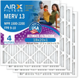 18x20x1 Air Filter MERV 13 Comparable to MPR 1500 - 2200 & FPR 9 Electrostatic Pleated Air Conditioner Filter 4 Pack HVAC AC Premium USA Made 18x20x1 Furnace Filters by AIRX FILTERS WICKED CLEAN AIR.