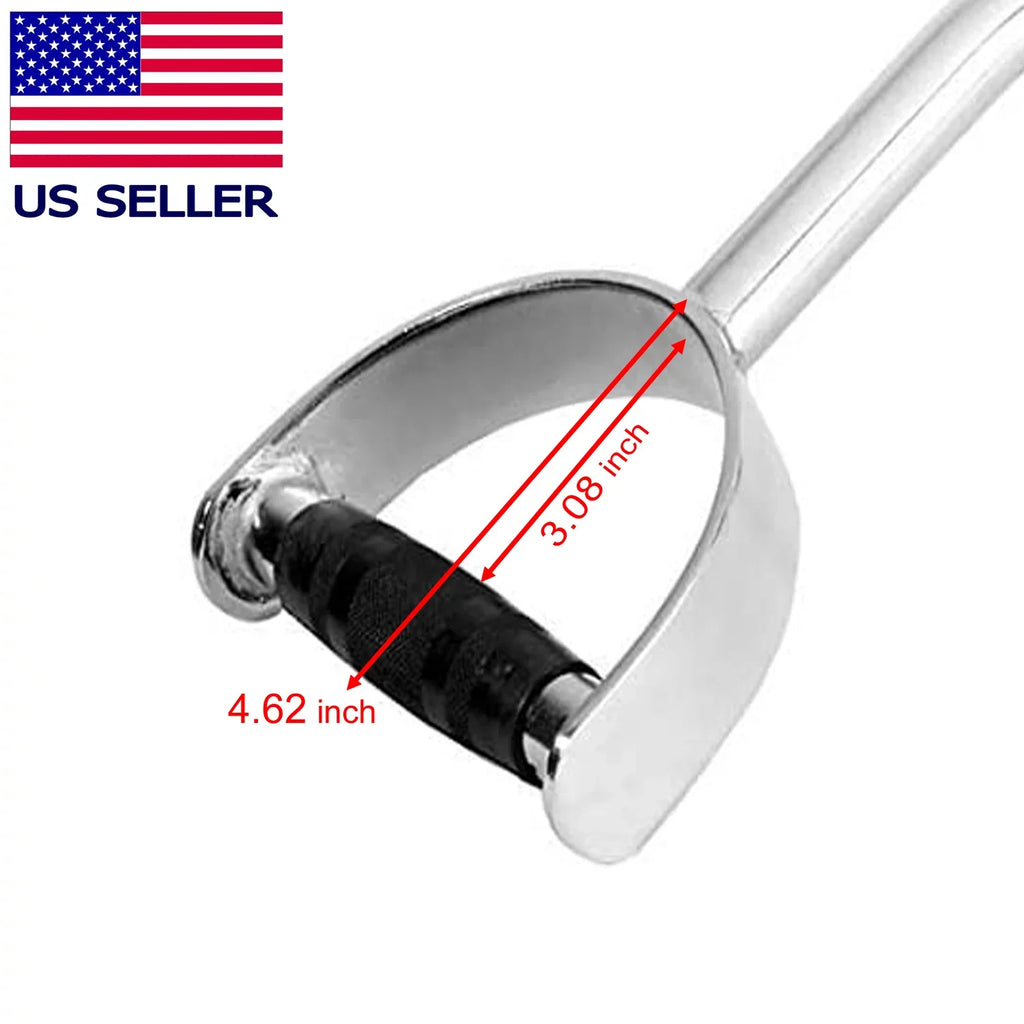 Fitness Maniac Home Gym Cable Attachment 28 inch LAT Bar Handle Machine Exercise Chrome PressDown Strength Training Home Gym Attachments