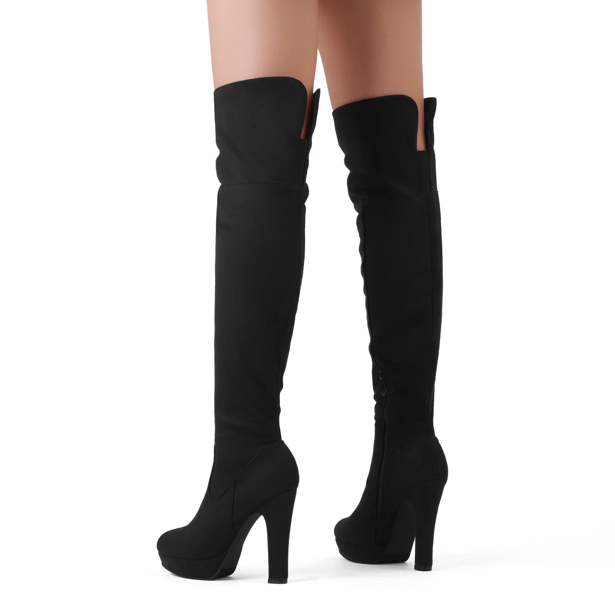 DREAM PAIRS Women's Fashion Thigh High Chunky Heel Platform Over The Knee Boots HIGLAT Ebony Size 7.5