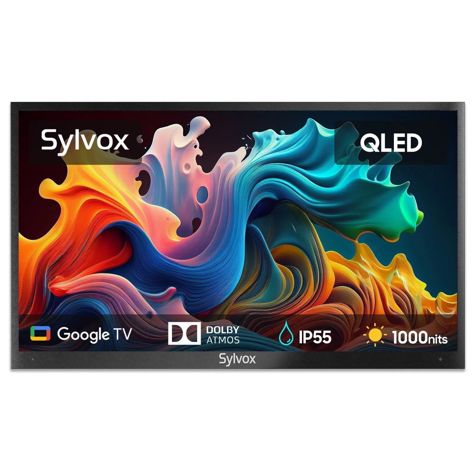 SYLVOX Outdoor TV, 43'' QLED Smart TV, IP55 Waterproof, Dolby Vision HDR, Voice Remote,1000nits Weatherproof Television, Chromecast Built-in for Deck, Patio or Garden(Deck Pro QLED 2.0)