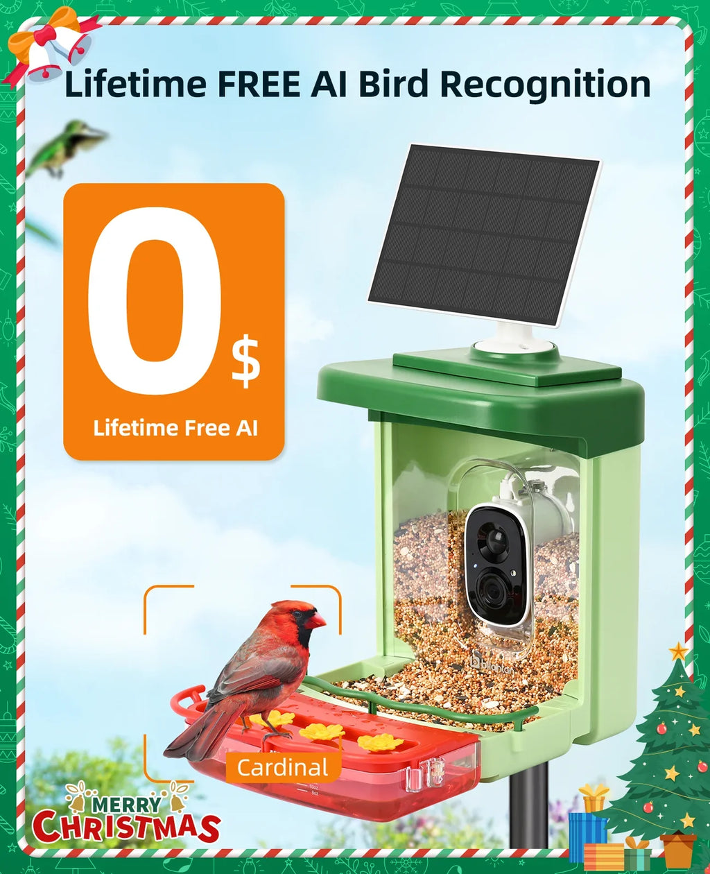 Bird Feeder with Camera, Hummingbird Camera 2 in 1 Feeders with AI Identify Bird Species, Auto Capture Unique Close-Ups of Birds with 3MP HD Camera, Ideal Gift for Anyone
