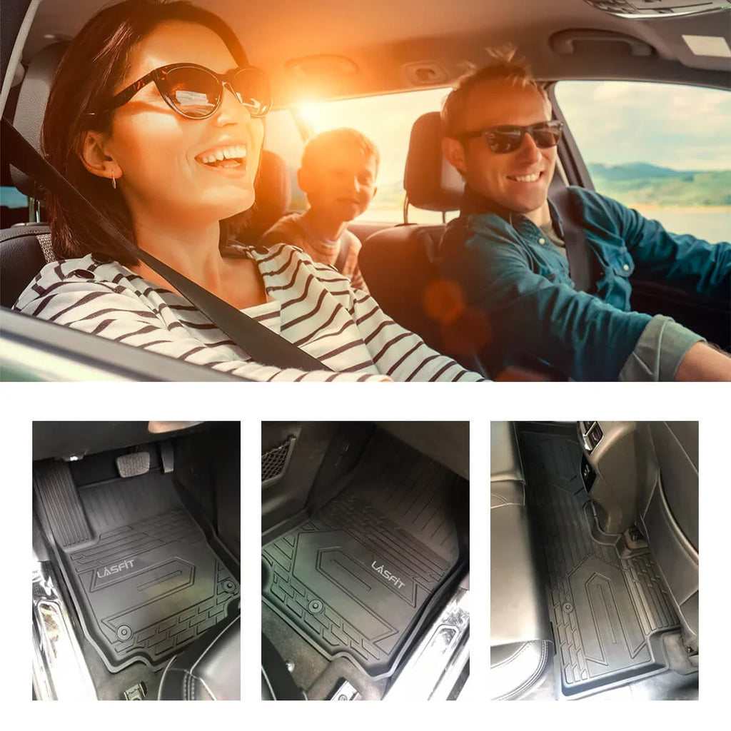Lasfit Car Floor Liners for 2016-2021 Jeep Grand Cherokee (NOT Jeep Cherokee ) & Jeep Grand Cherokee WK 2022, All Weather TPE Vehicle Floor Mats Set, 1st and 2nd Row, Fit Bench Seating only, Jet