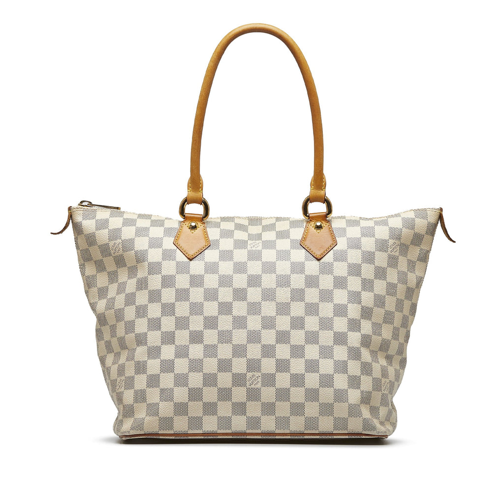 Pre-Owned Authenticated Louis Vuitton Damier Azur Saleya MM Canvas White Tote Bag Unisex (Good)