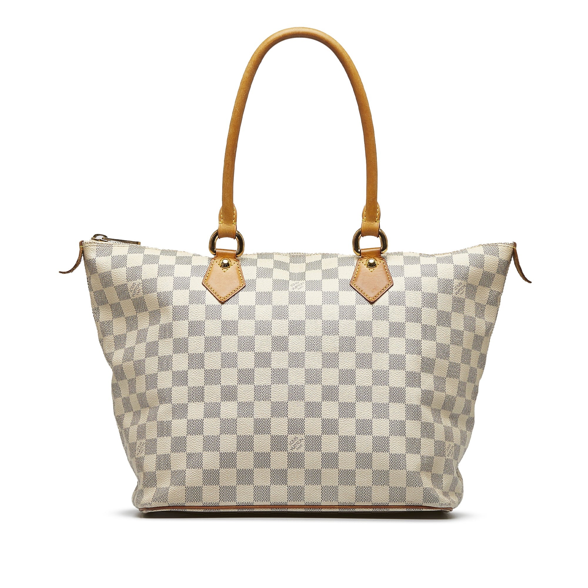 Pre-Owned Authenticated Louis Vuitton Damier Azur Saleya MM Canvas White Tote Bag Unisex (Good)