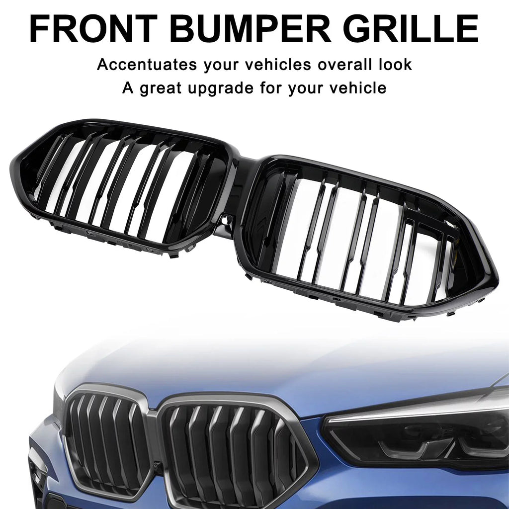 Front Bumper Grille Grill Fit for X6 G06 M50i 2020-2022 W/Camera Hole Jet