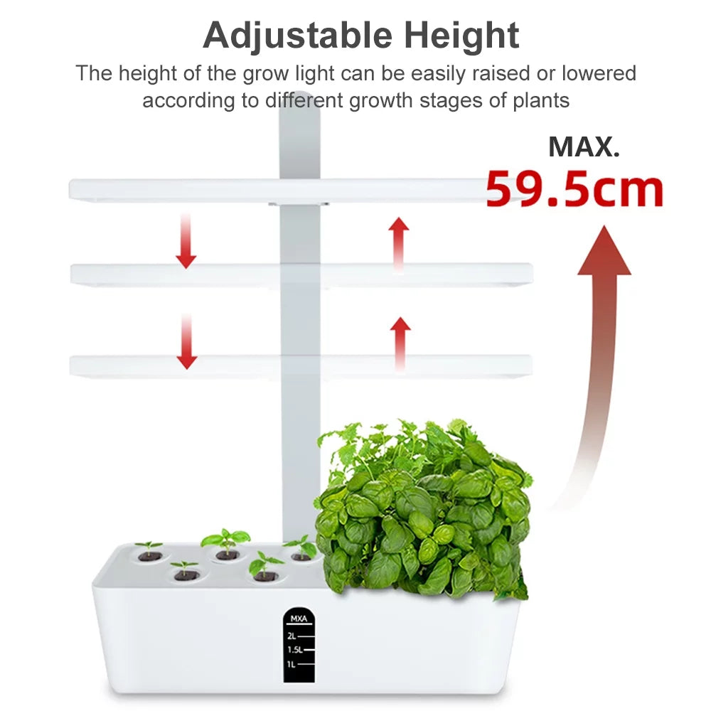 moobody Hydroponics Growing System Indoor Garden Kit 9 Pods Smart with Adjustable Height LED Lights for Home Office Kitchen