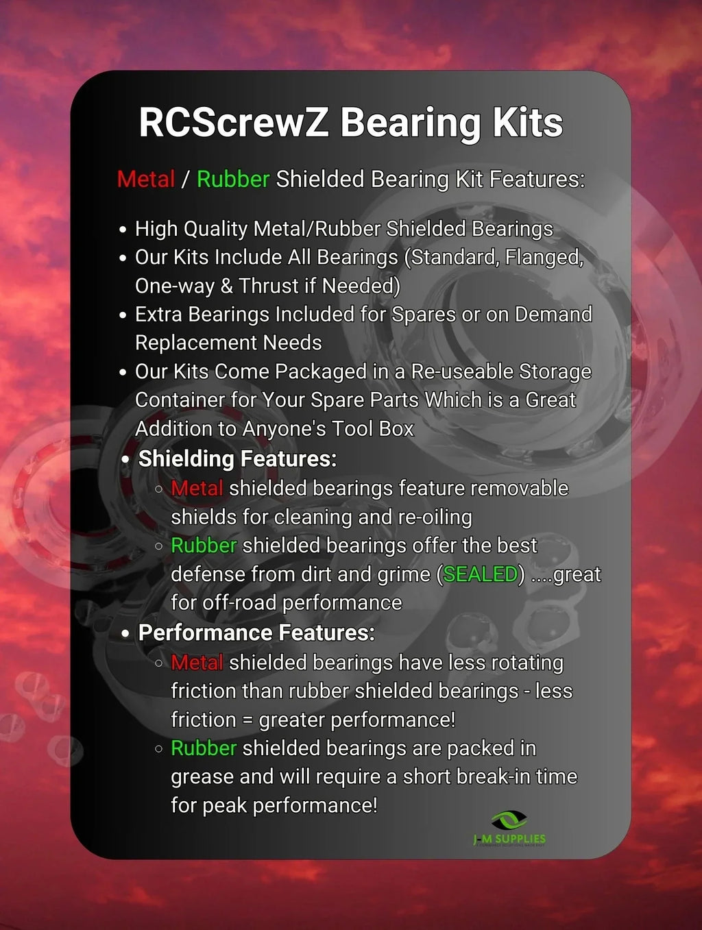 RCScrewZ Metal Shielded Bearing Kit durg004b for Team Durango DESC410R/V2 RC Car - Complete Set