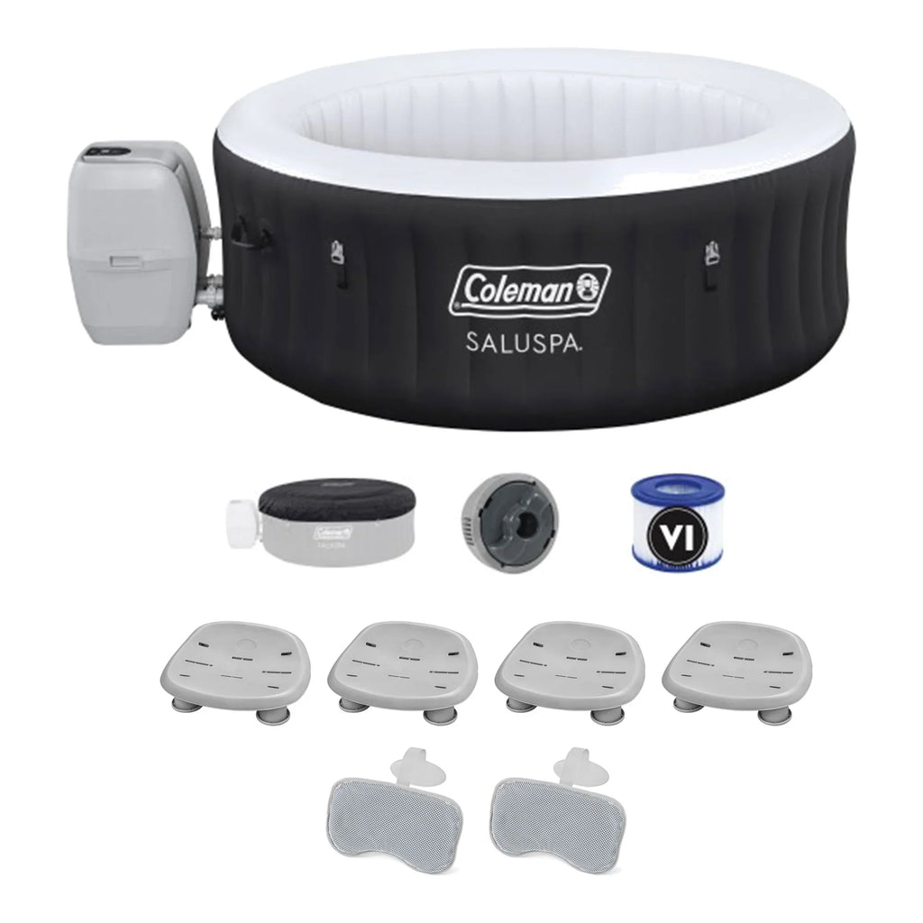 Coleman SaluSpa AirJet Hot Tub w/Bestway 4 SaluSpa Seat & 2 Headrest Pillow
